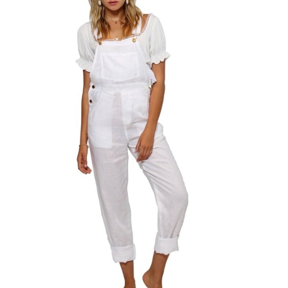 SSO By Danielle Linen Overalls in White sz S